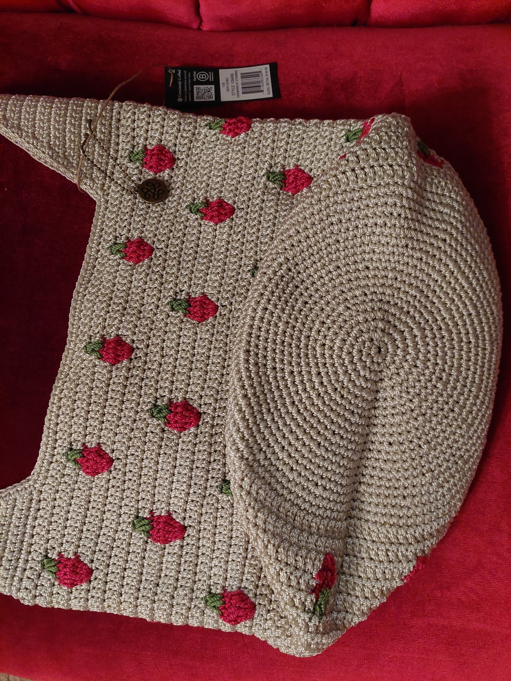 the sak Beige Crochet Strawberry Tote Bag - Picture 2 of 5